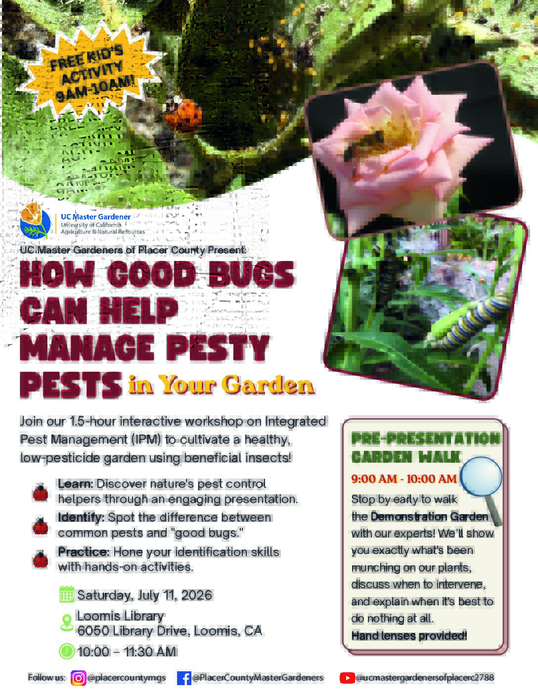 Garden Bugs Presentation  - July 11 at Loomis Library